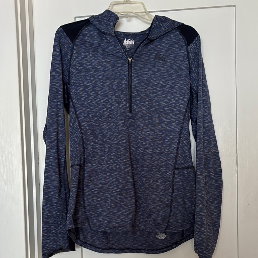 REI Blue Half-Zip Hoodie Hiking